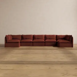Slipcover Only - Modular Washable 7-Seater Open-Ends U-Sectional in Rust