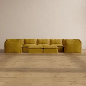 Slipcover Only - Modular Washable 7-Seater U-Sectional   Bench Ottoman in Kiiro