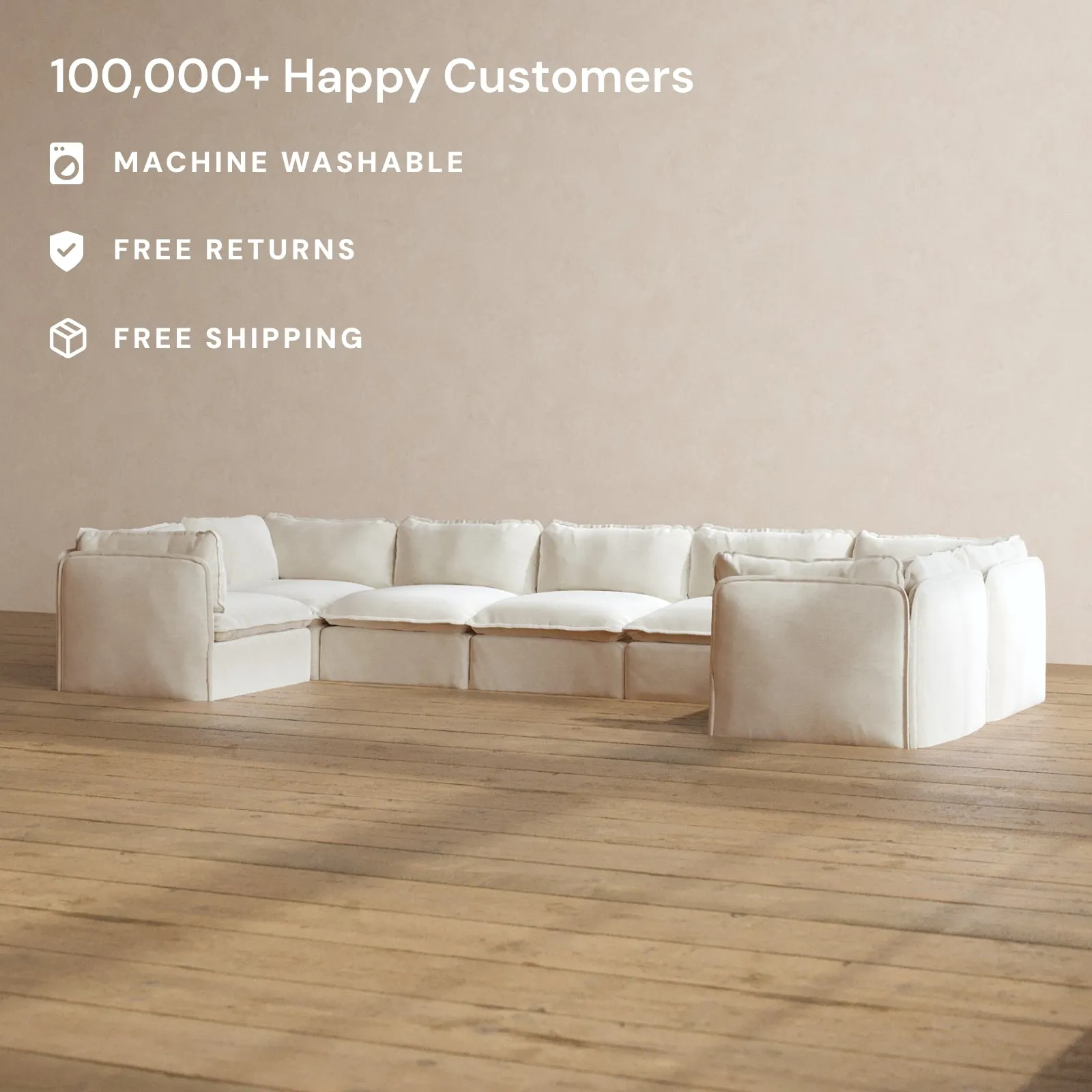 Slipcover Only - Modular Washable 7-Seater U-Sectional in Coco