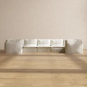 Slipcover Only - Modular Washable 7-Seater U-Sectional in Eggshell