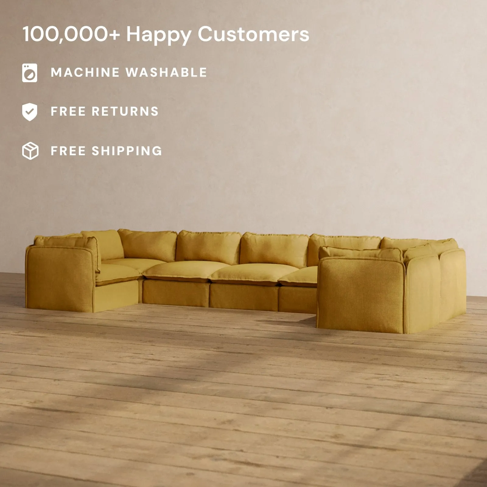 Slipcover Only - Modular Washable 7-Seater U-Sectional in Kiiro