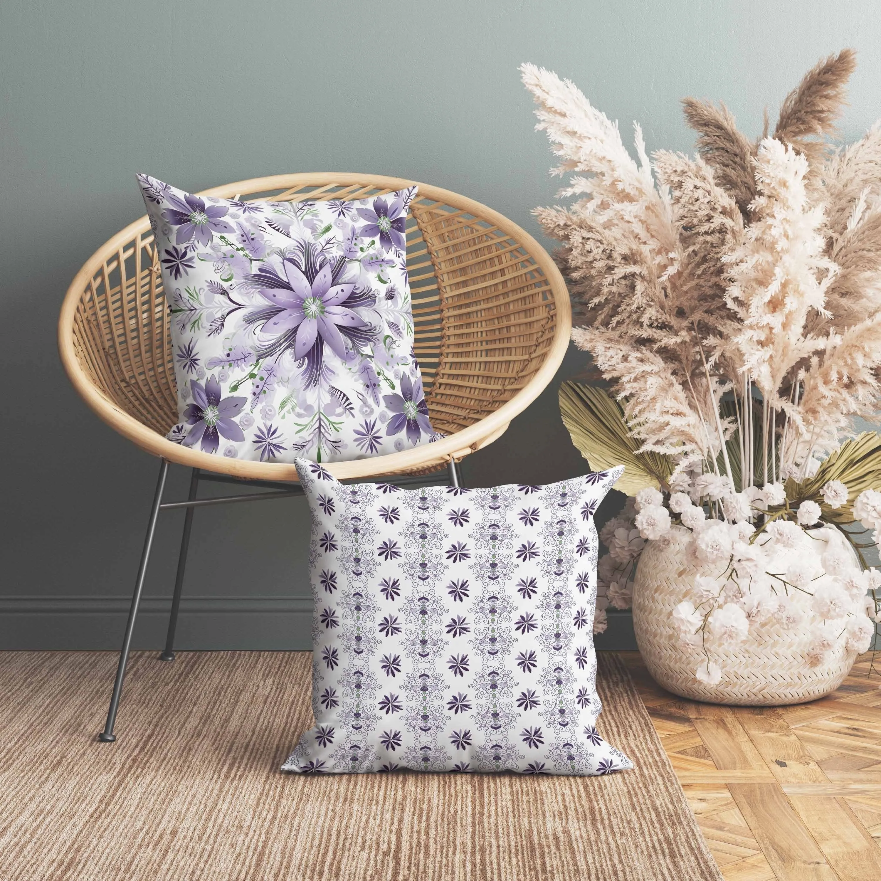 Snowy Crest Faux Suede Reversible Throw Pillow White and Purple