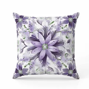 Snowy Crest Faux Suede Reversible Throw Pillow White and Purple