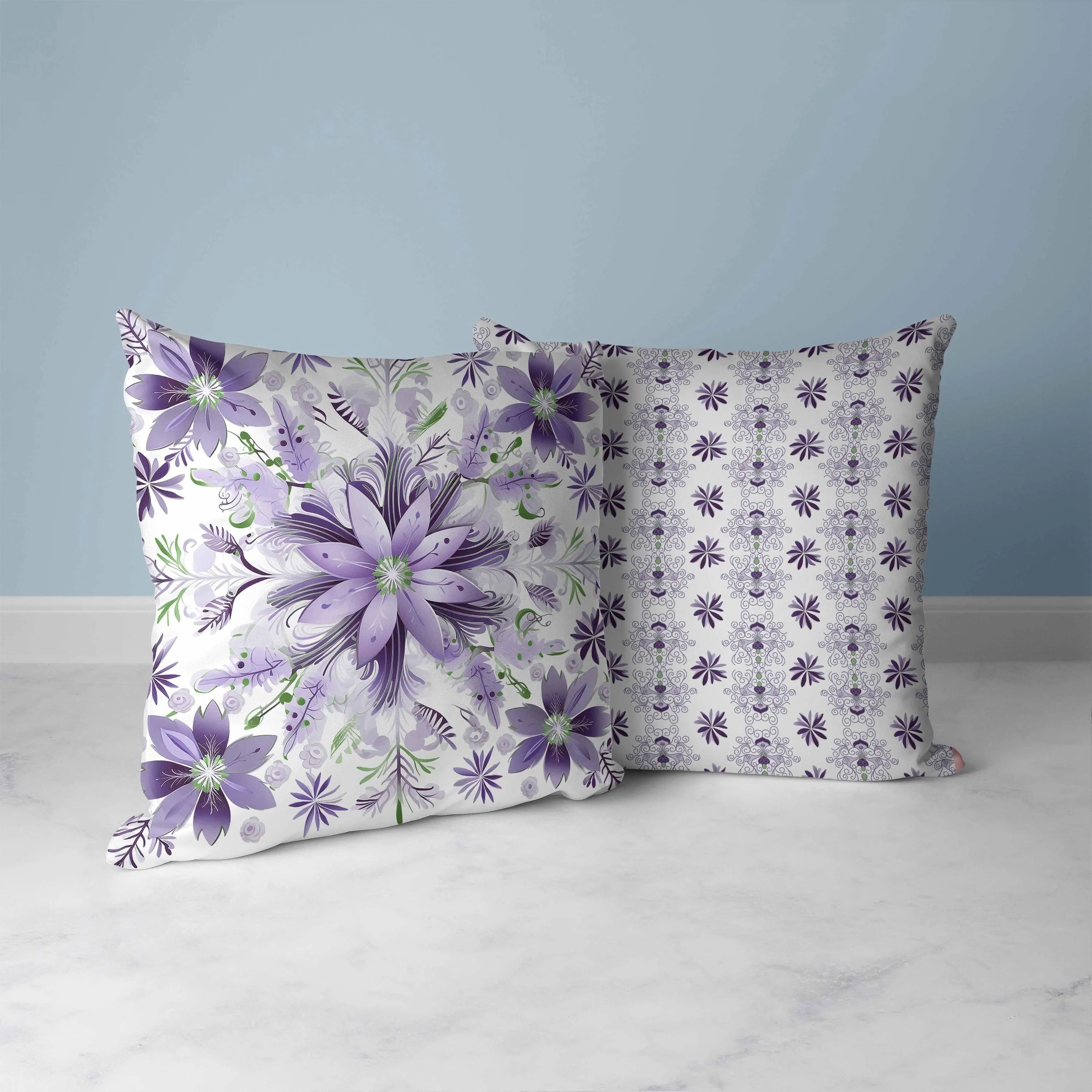 Snowy Crest Faux Suede Reversible Throw Pillow White and Purple