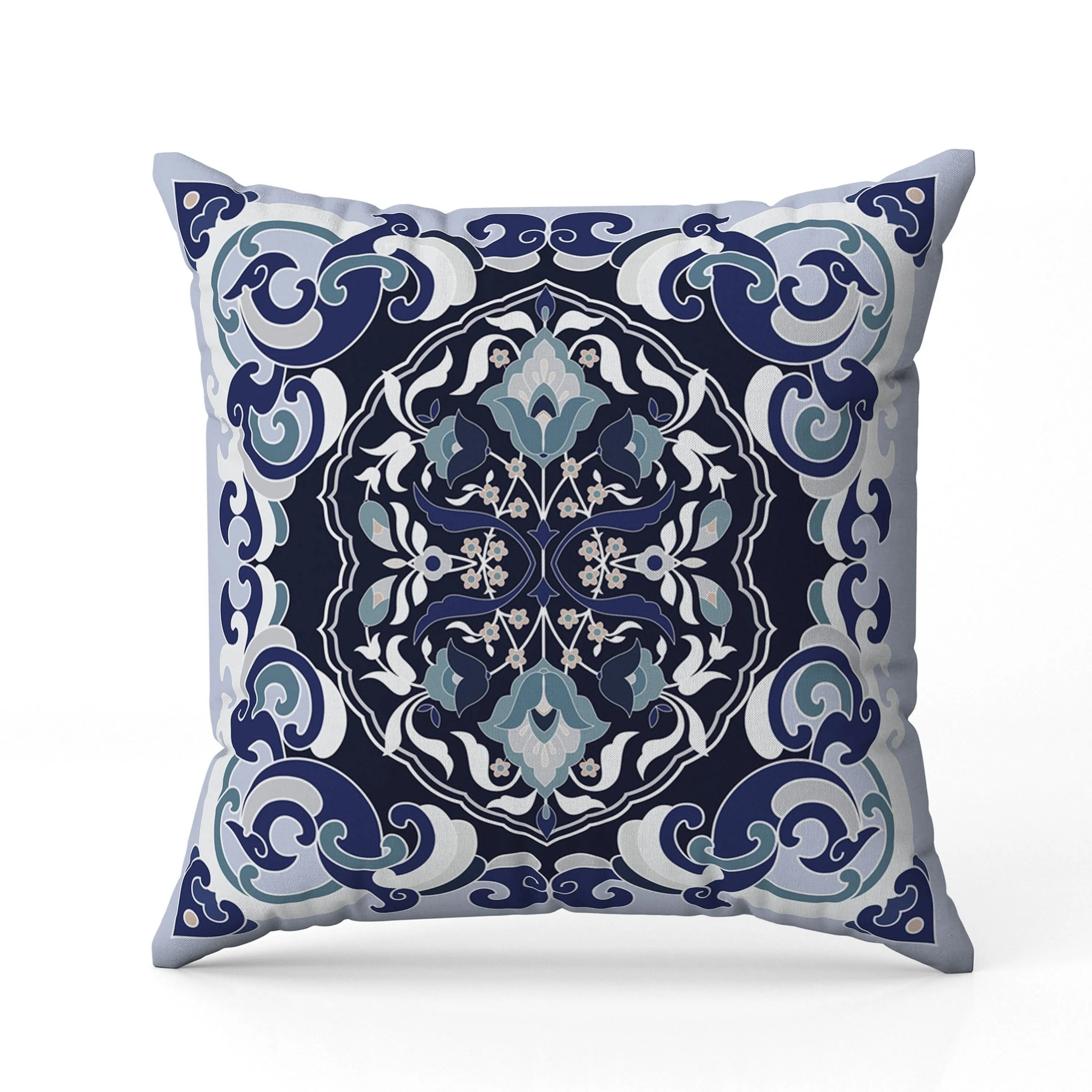 Soft Square Escape Faux Suede Reversible Throw Pillow Blue and White