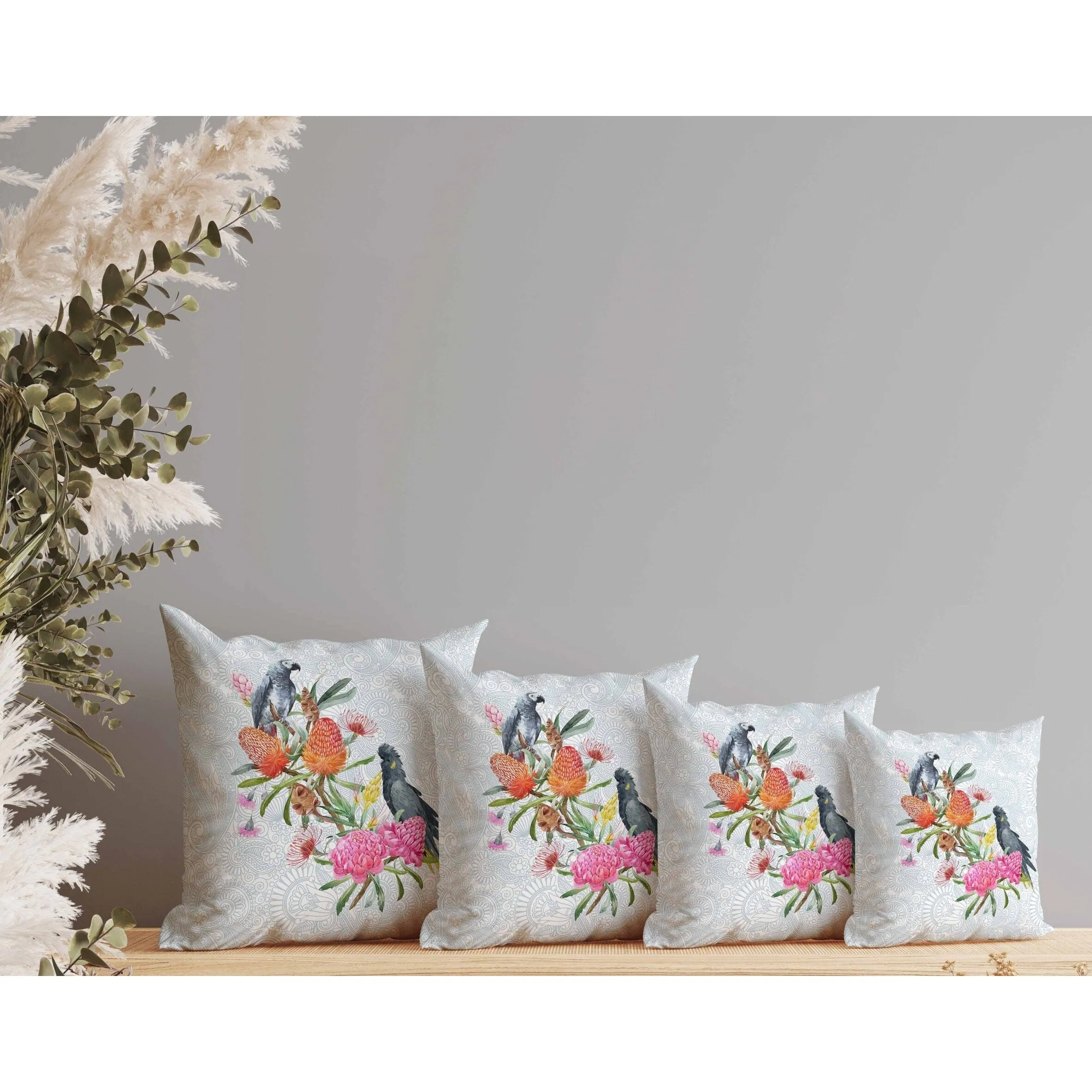 Songbird Flora Faux Suede Reversible Throw Pillow Blue and Multi
