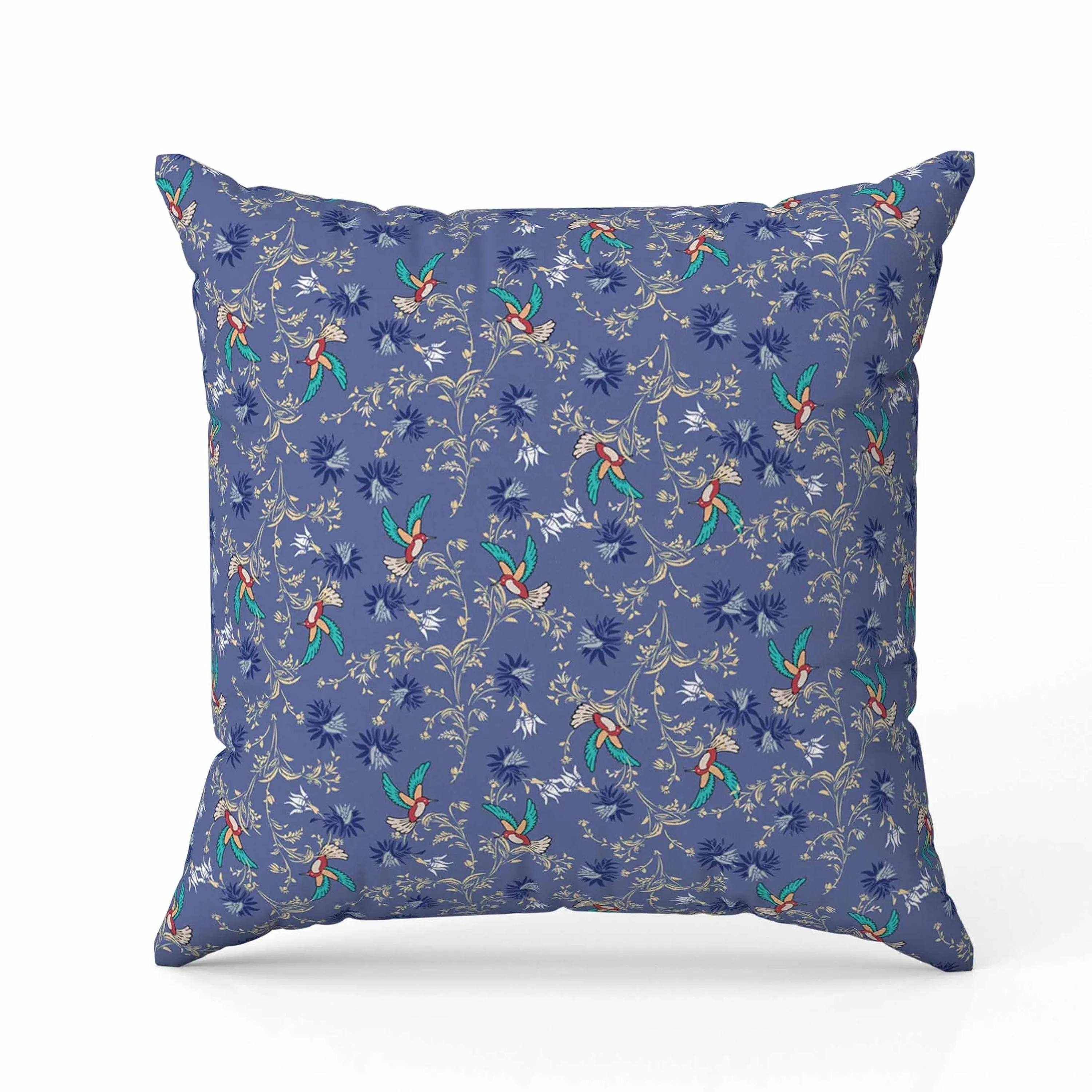Songbird Flora Parade Faux Suede Reversible Throw Pillow Blue and Light