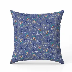 Songbird Flora Parade Faux Suede Reversible Throw Pillow Blue and Light