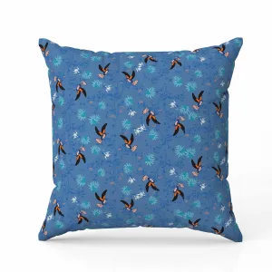 Songbird Flora Parade Faux Suede Reversible Throw Pillow Blue and Teal