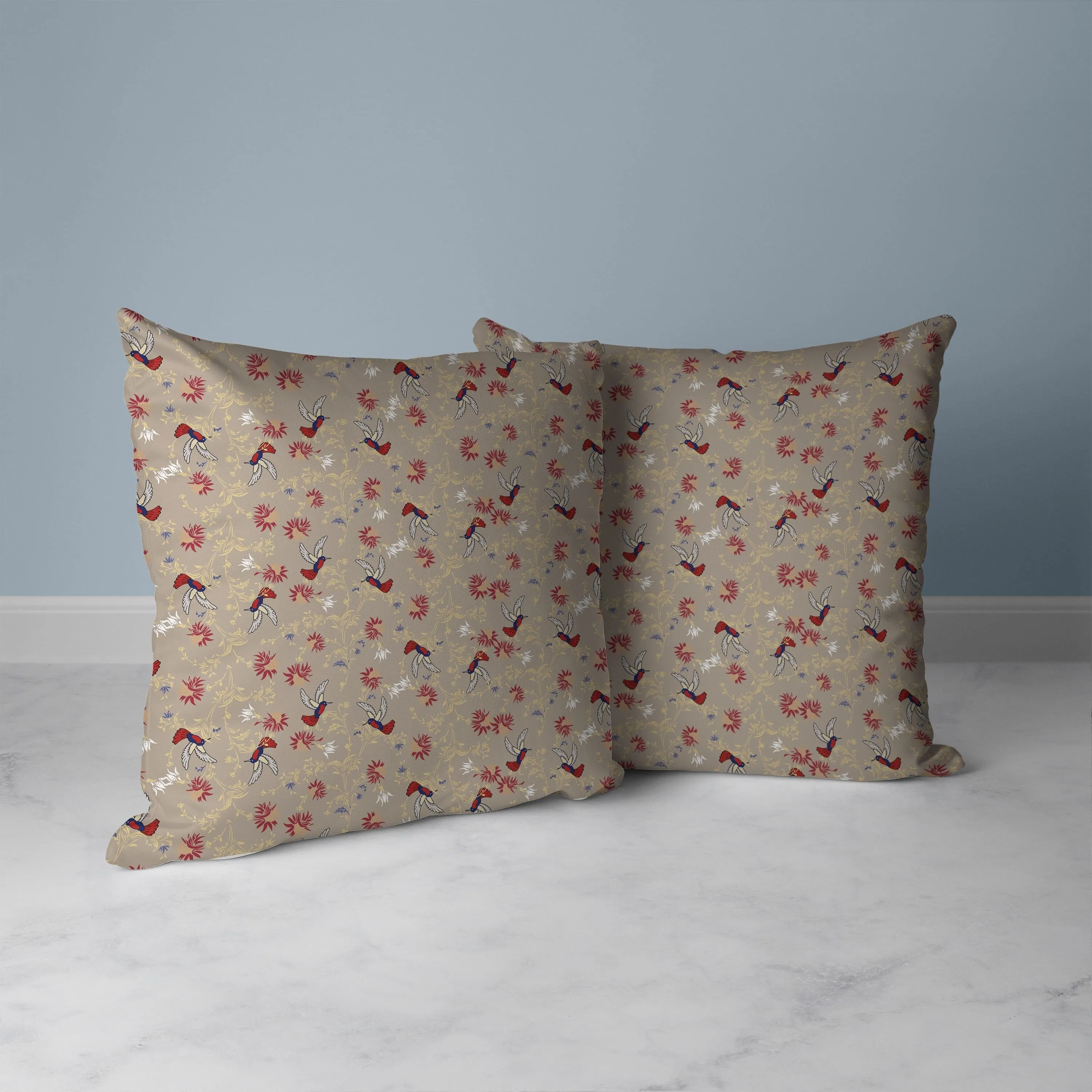 Songbird Flora Parade Faux Suede Reversible Throw Pillow Grayish and Orange