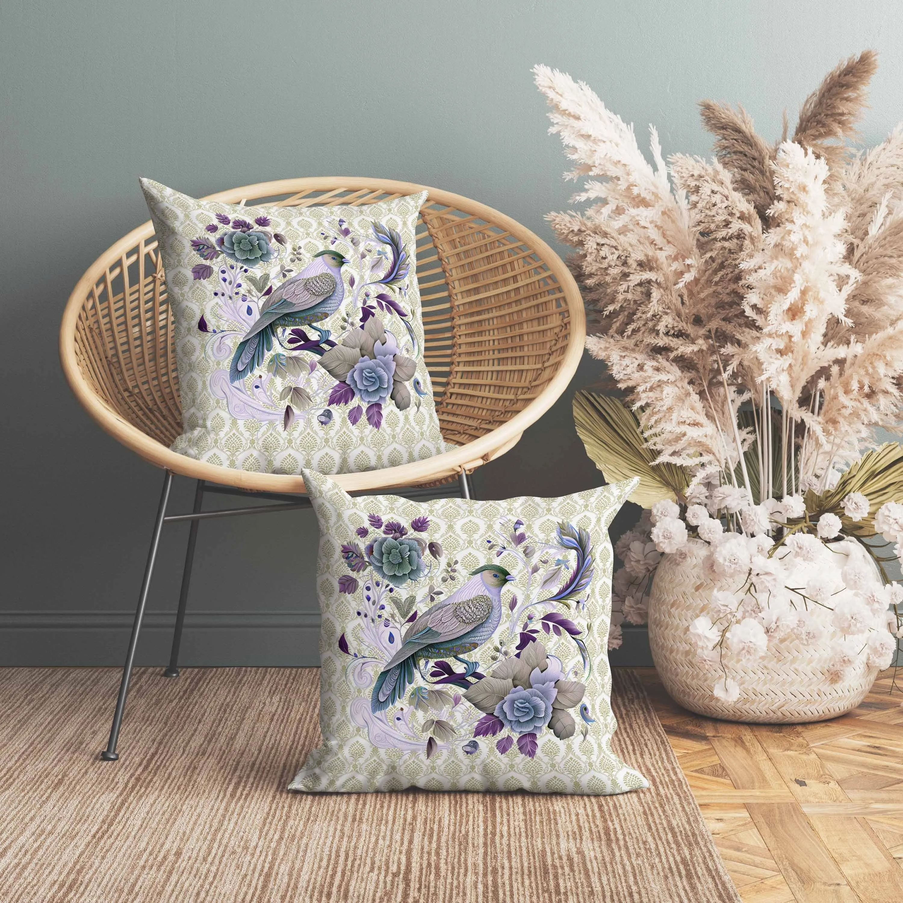 Songbird Rose Radiance Faux Suede Reversible Throw Pillow Cream and Purple
