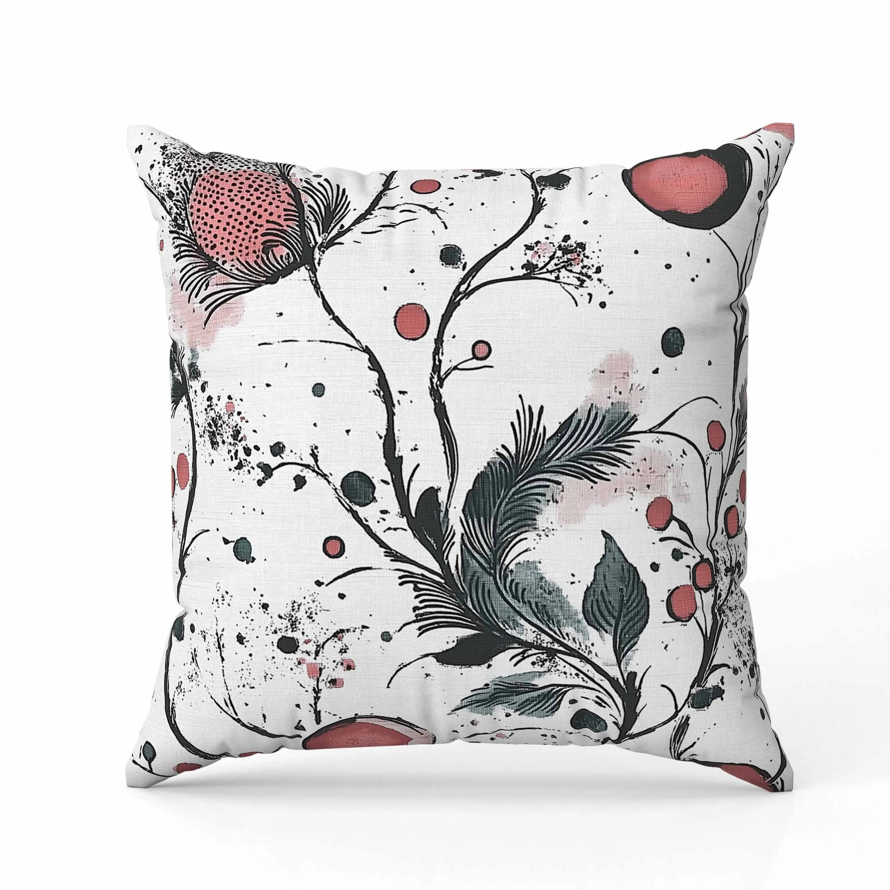 Spotted Garden Indoor/Outdoor Reversible Throw Pillow White and Pink