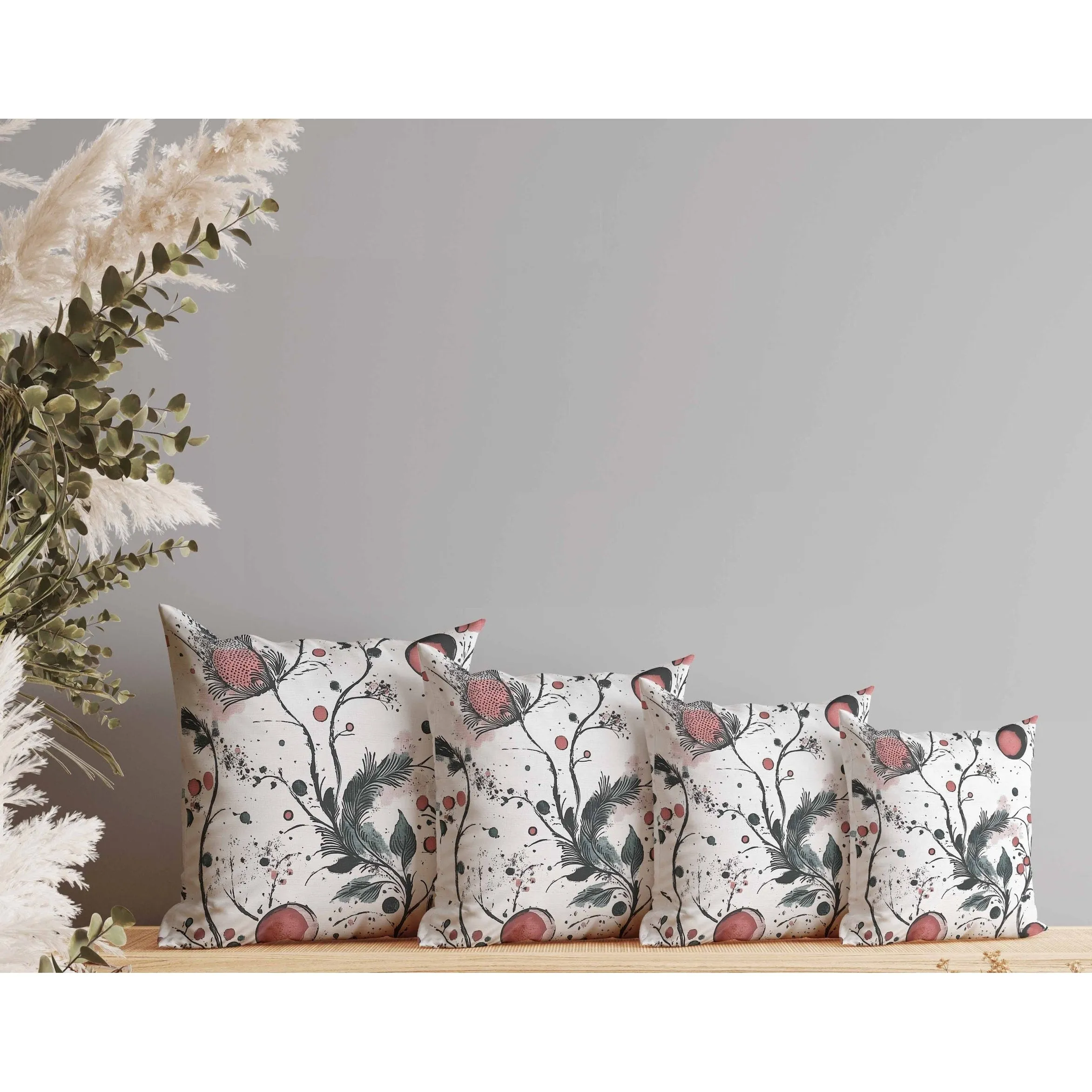 Spotted Garden Indoor/Outdoor Reversible Throw Pillow White and Pink