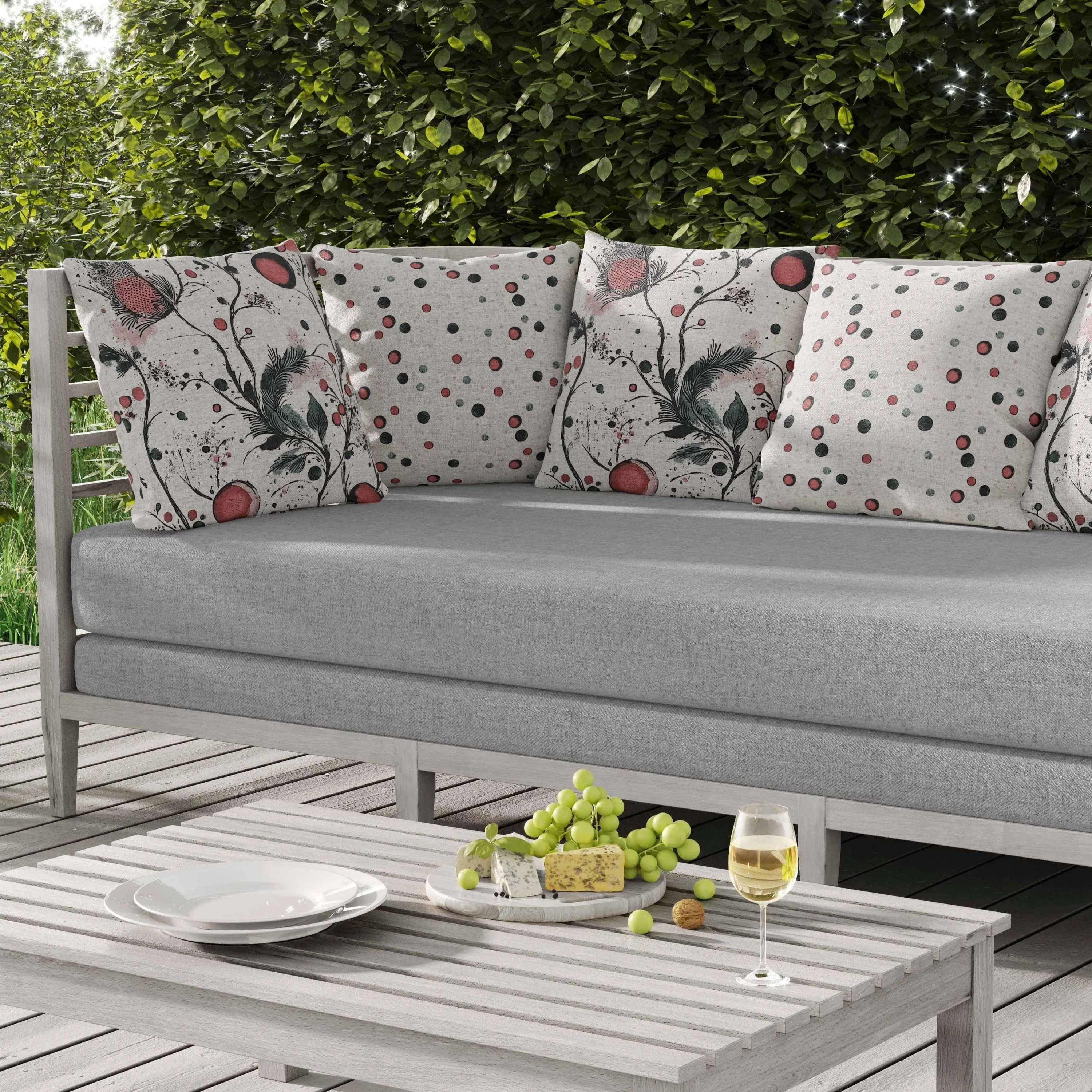 Spotted Garden Indoor/Outdoor Reversible Throw Pillow White and Pink