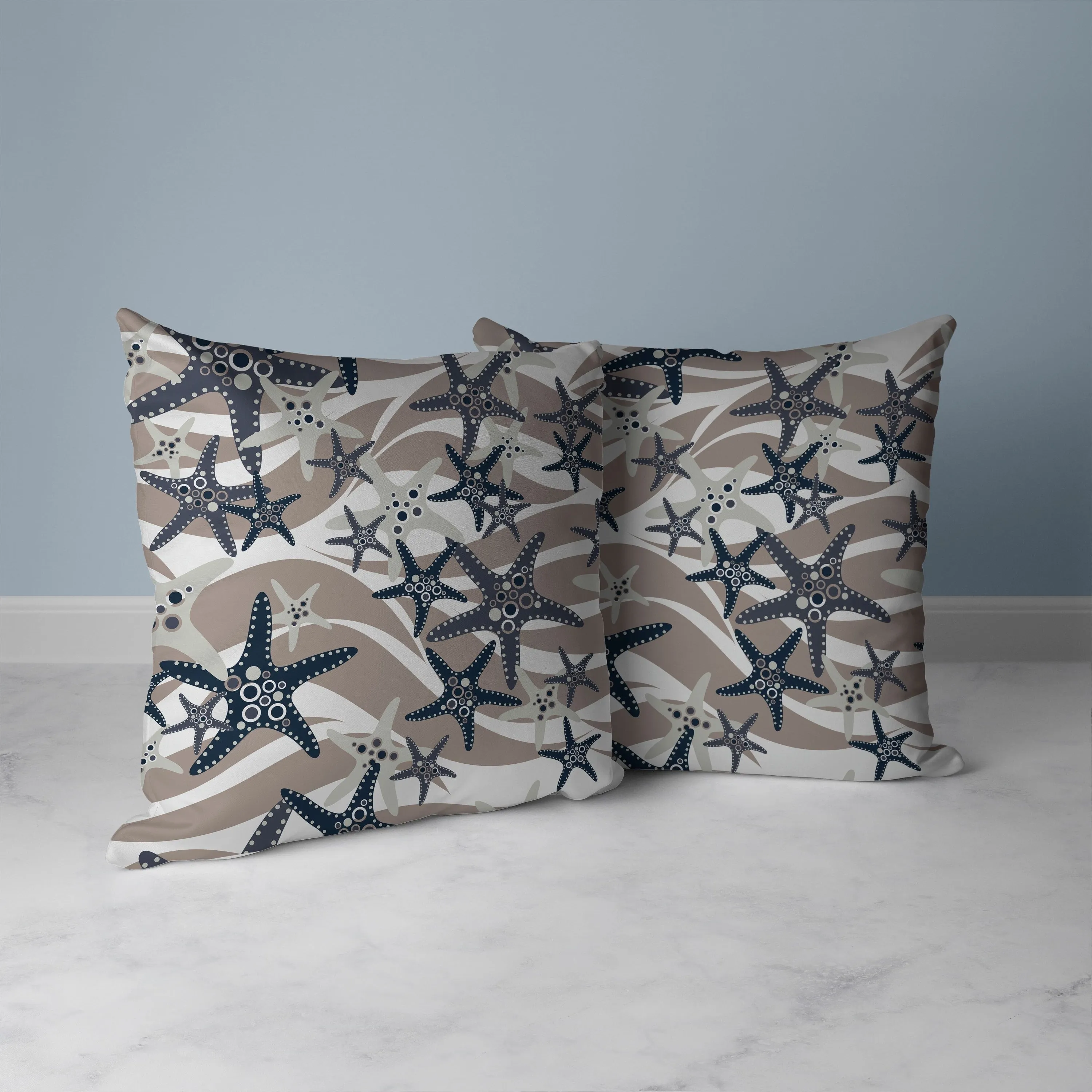 Starfish Sway Faux Suede Reversible Throw Pillow White and Gray