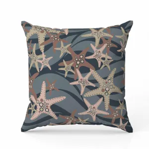 Starfish Sway Indoor/Outdoor Reversible Throw Pillow Gray and Brown