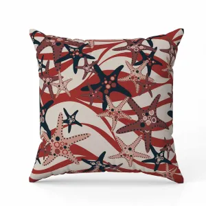 Starfish Sway Indoor/Outdoor Reversible Throw Pillow Silver and Red