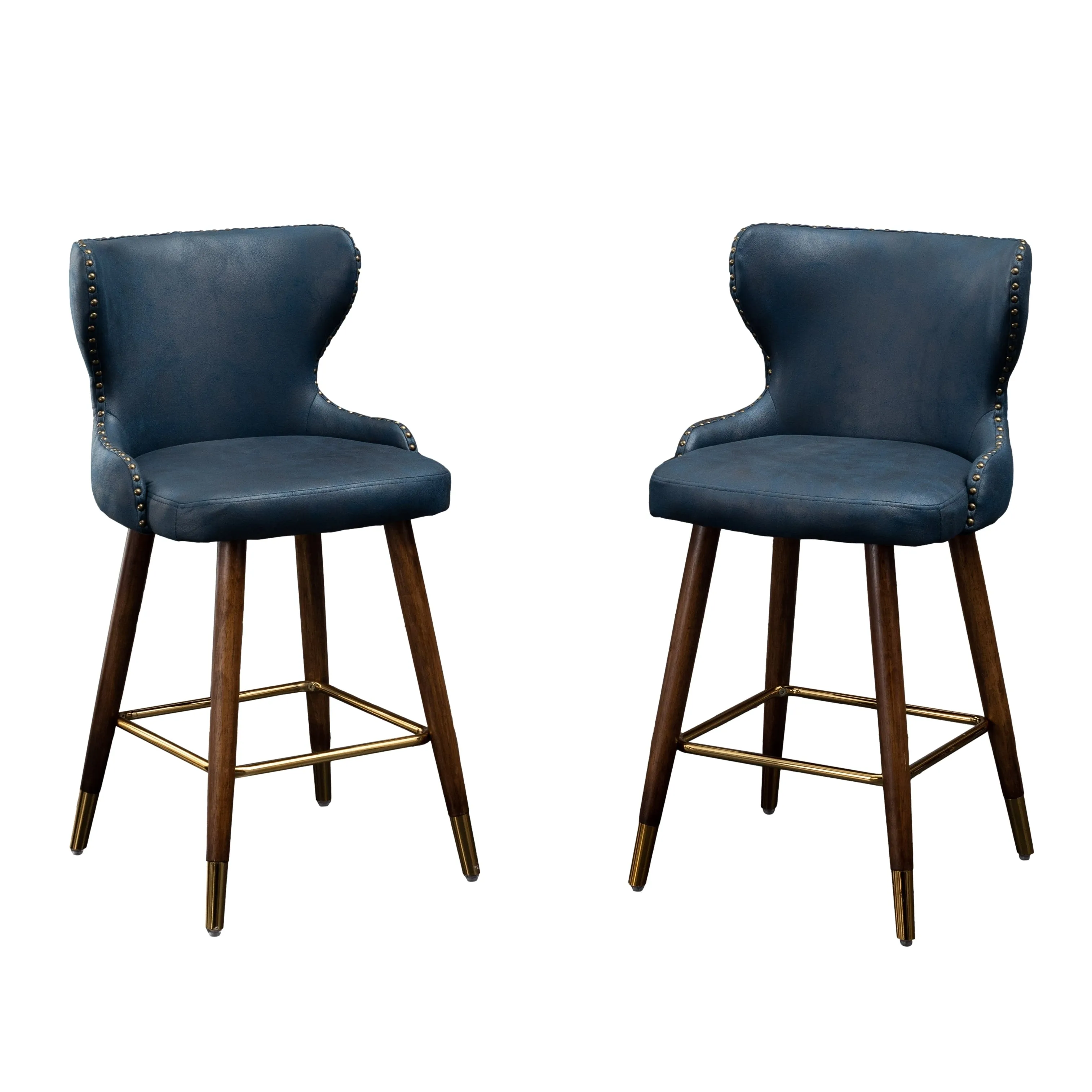 Stylish and Comfortable Counter Stool Set with Tufted Back and Nailhead Trim. Perfect for Any Kitchen or Bar Area.