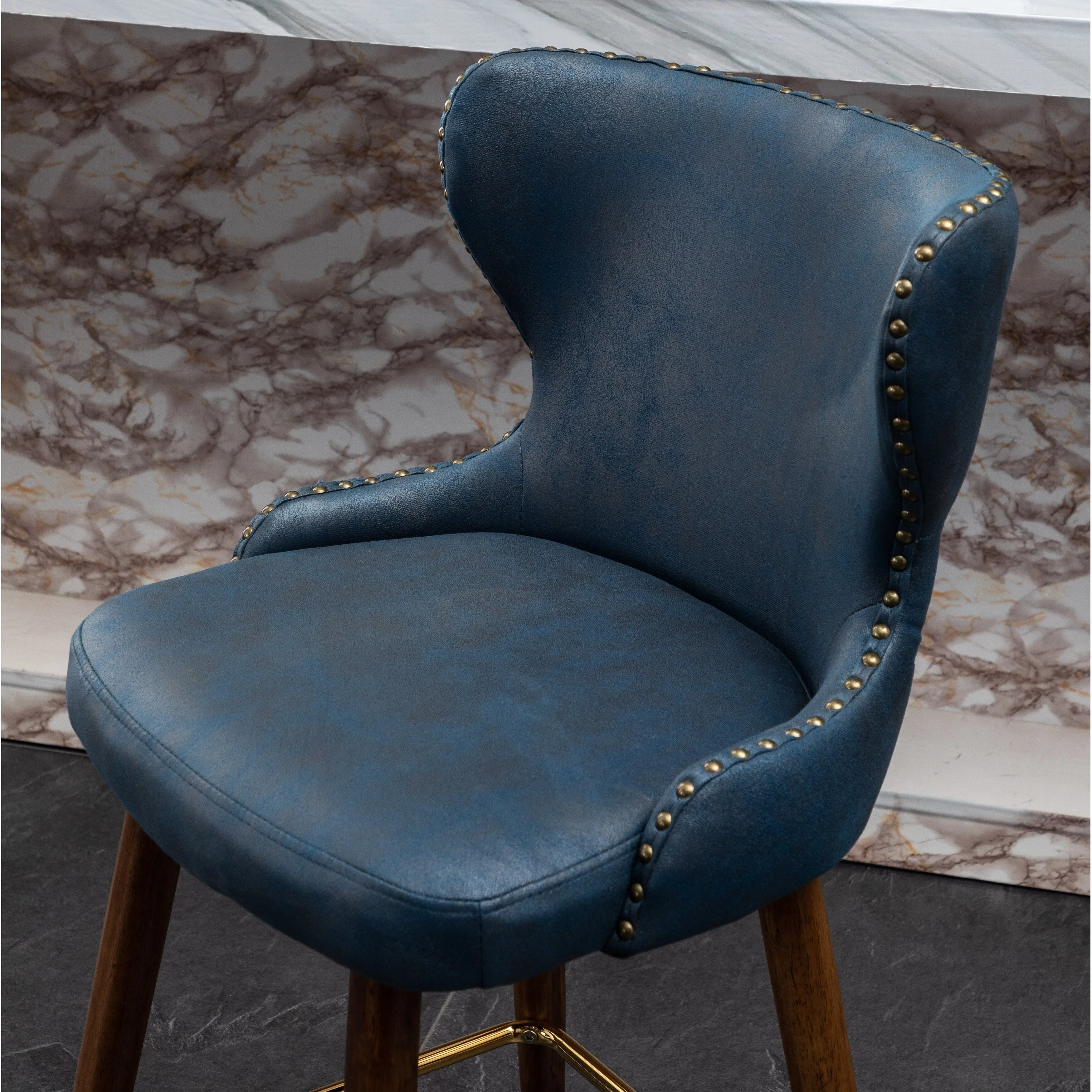 Stylish and Comfortable Counter Stool Set with Tufted Back and Nailhead Trim. Perfect for Any Kitchen or Bar Area.