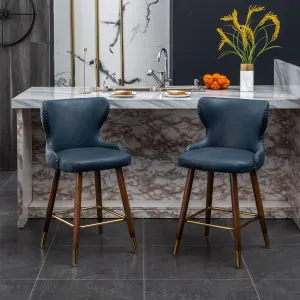 Stylish and Comfortable Counter Stool Set with Tufted Back and Nailhead Trim. Perfect for Any Kitchen or Bar Area.