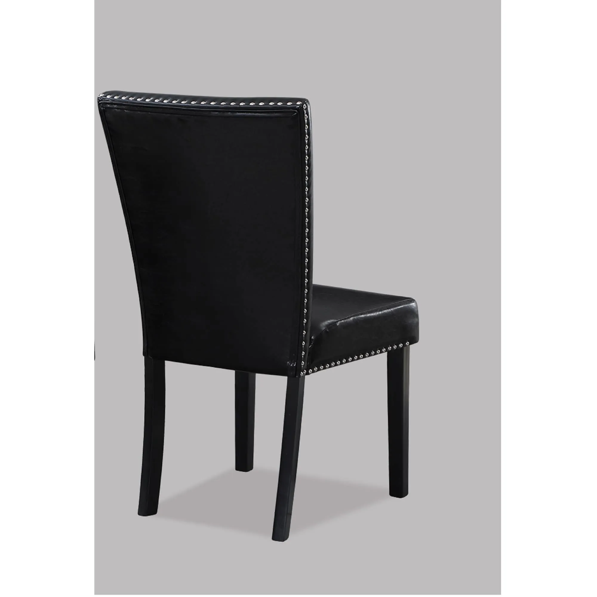 Stylish Transitional Upholstered Side Chair with Nailhead Trim and Faux Leather Upholstery for Dining Room and Living Room.