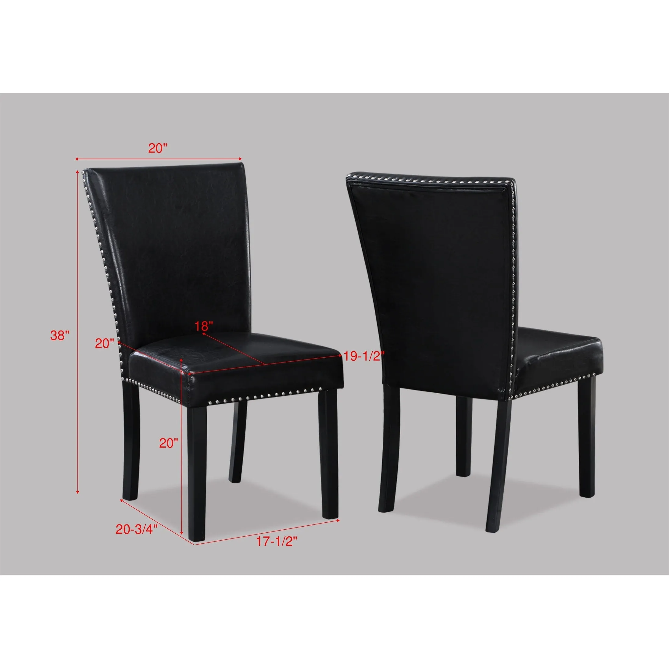 Stylish Transitional Upholstered Side Chair with Nailhead Trim and Faux Leather Upholstery for Dining Room and Living Room.
