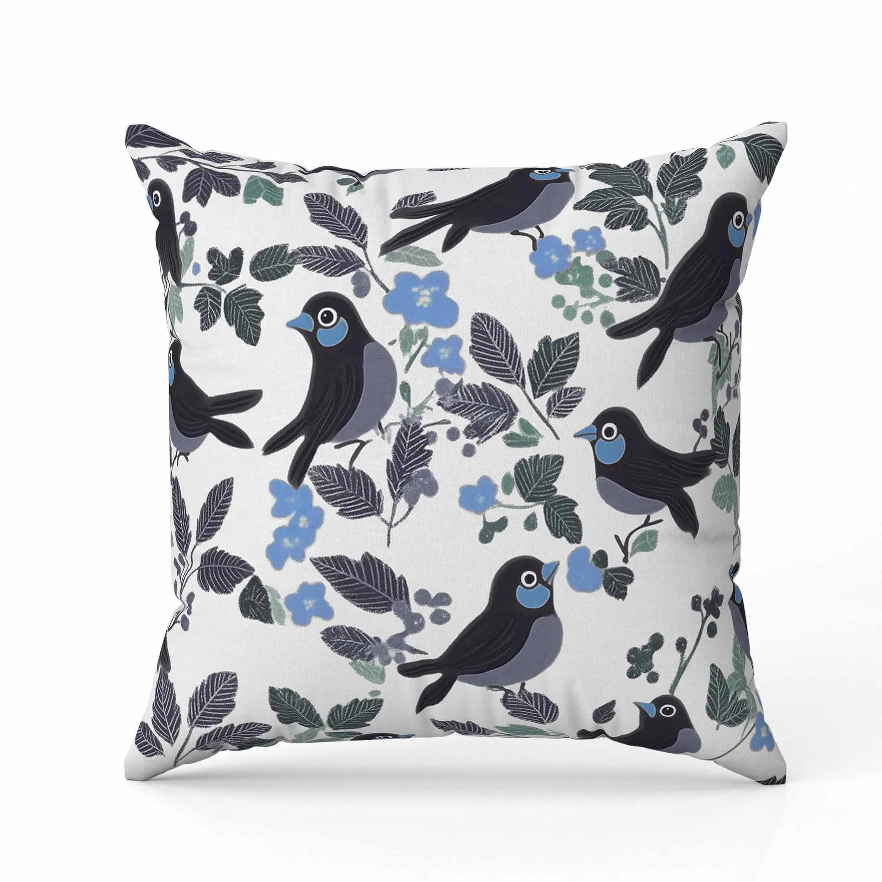 Sweet Tweets Faux Suede Reversible Throw Pillow Gray and Green