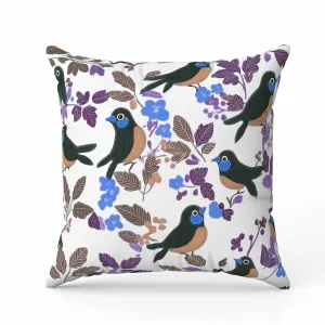 Sweet Tweets Indoor/Outdoor Reversible Throw Pillow Black and Peach