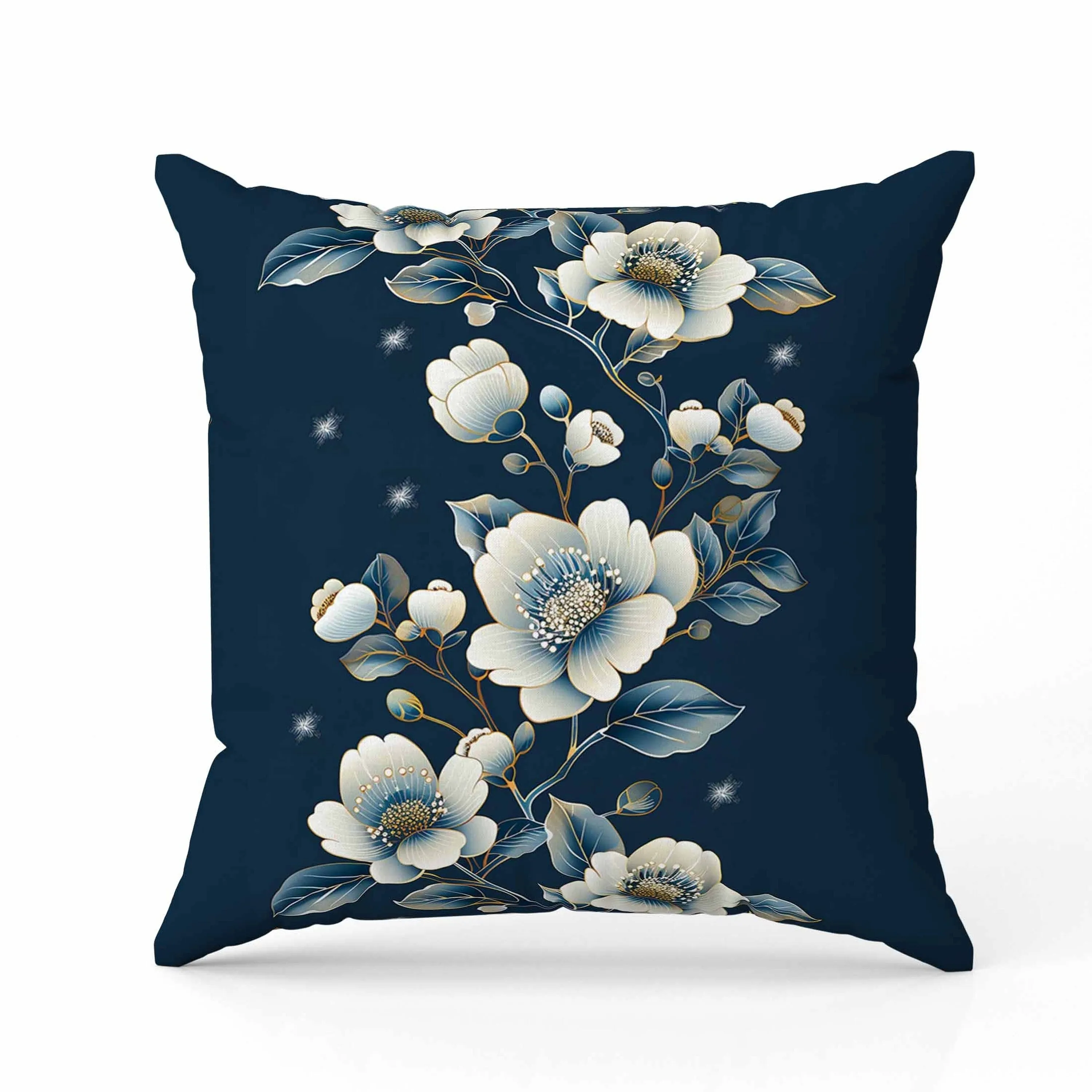 Teal Flowerscape Faux Suede Reversible Throw Pillow Dark and Blue