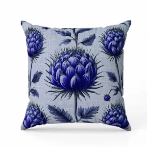 Thistle Garden Faux Suede Reversible Throw Pillow Blue