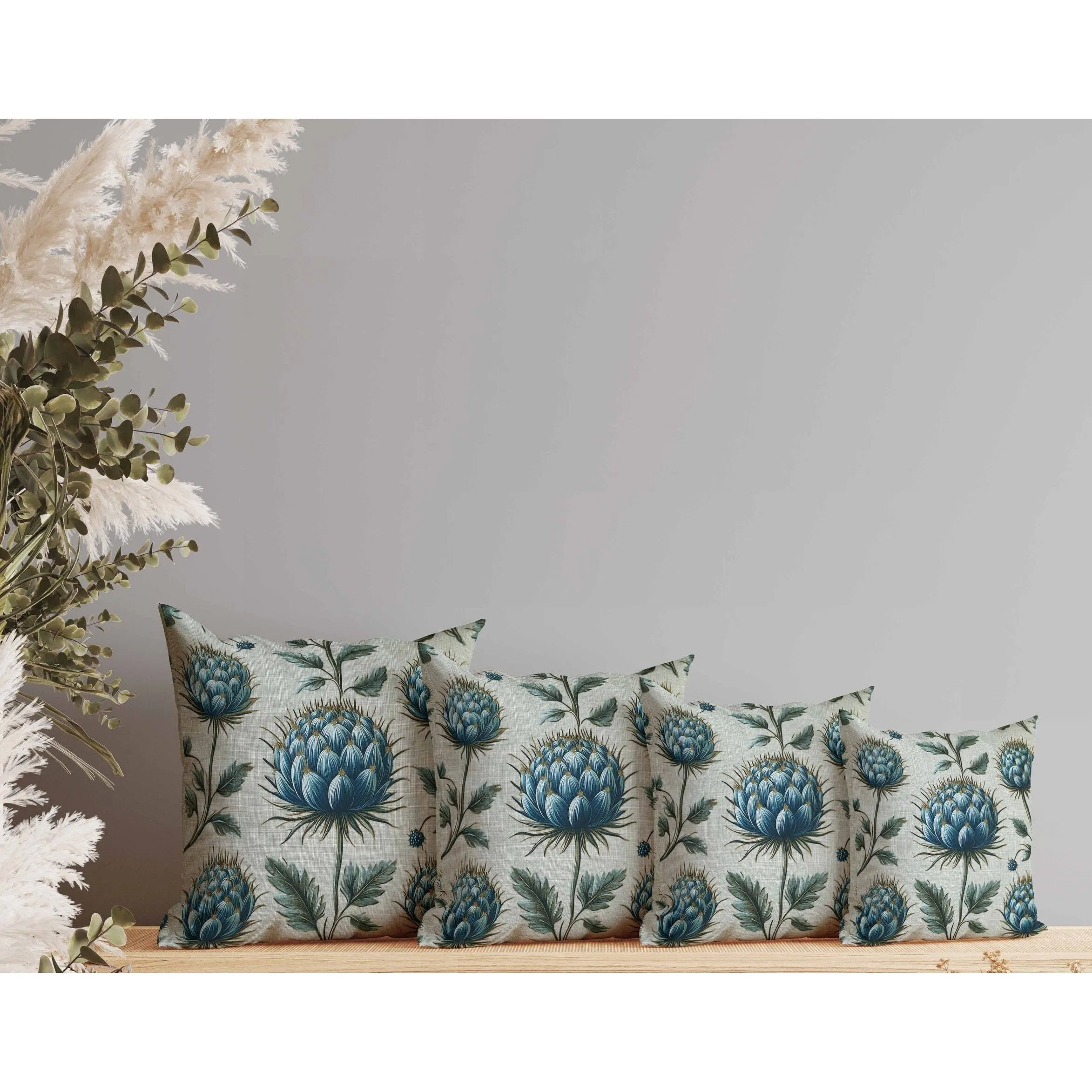 Thistle Garden Faux Suede Reversible Throw Pillow Teal