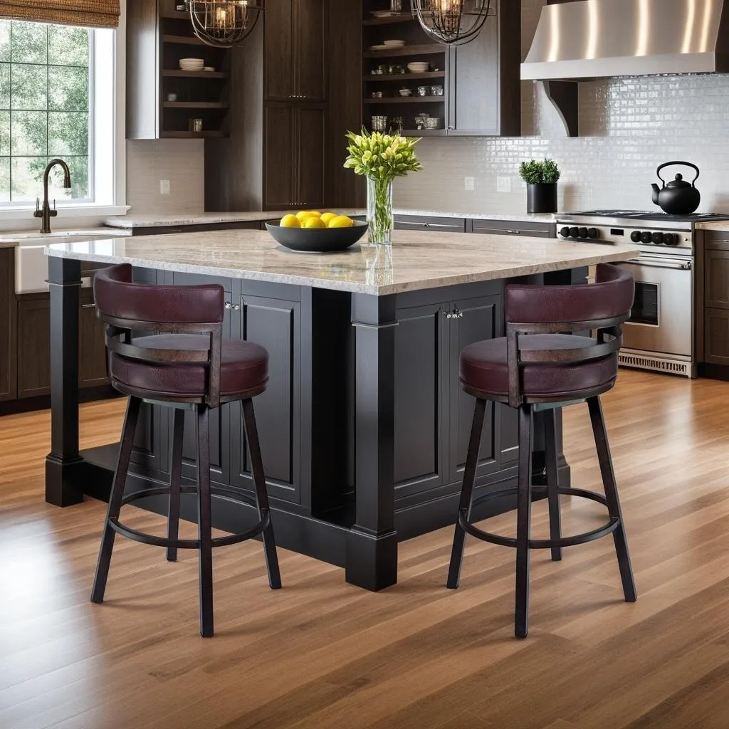 Titana Upholstered Faux Leather and Metal 26 Swivel Counter Stool