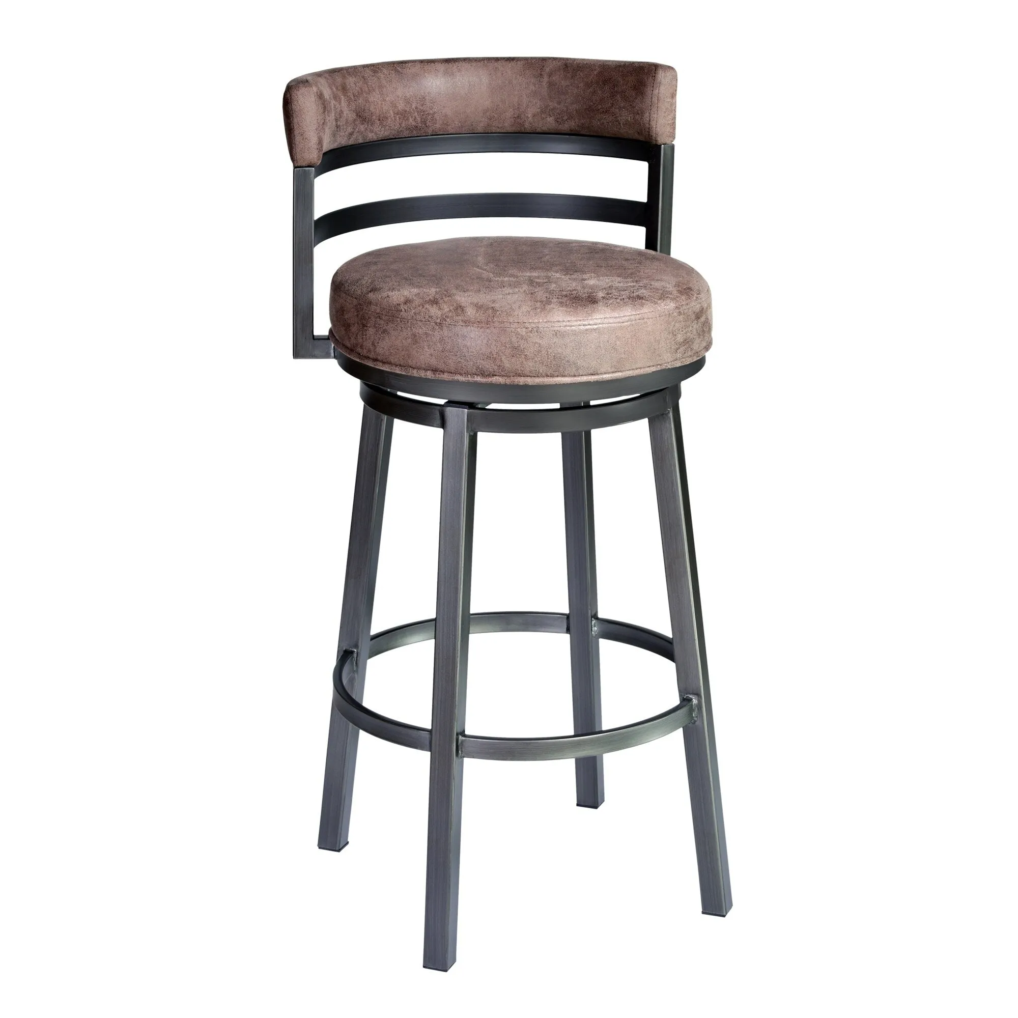 Titana Upholstered Faux Leather and Metal 26 Swivel Counter Stool
