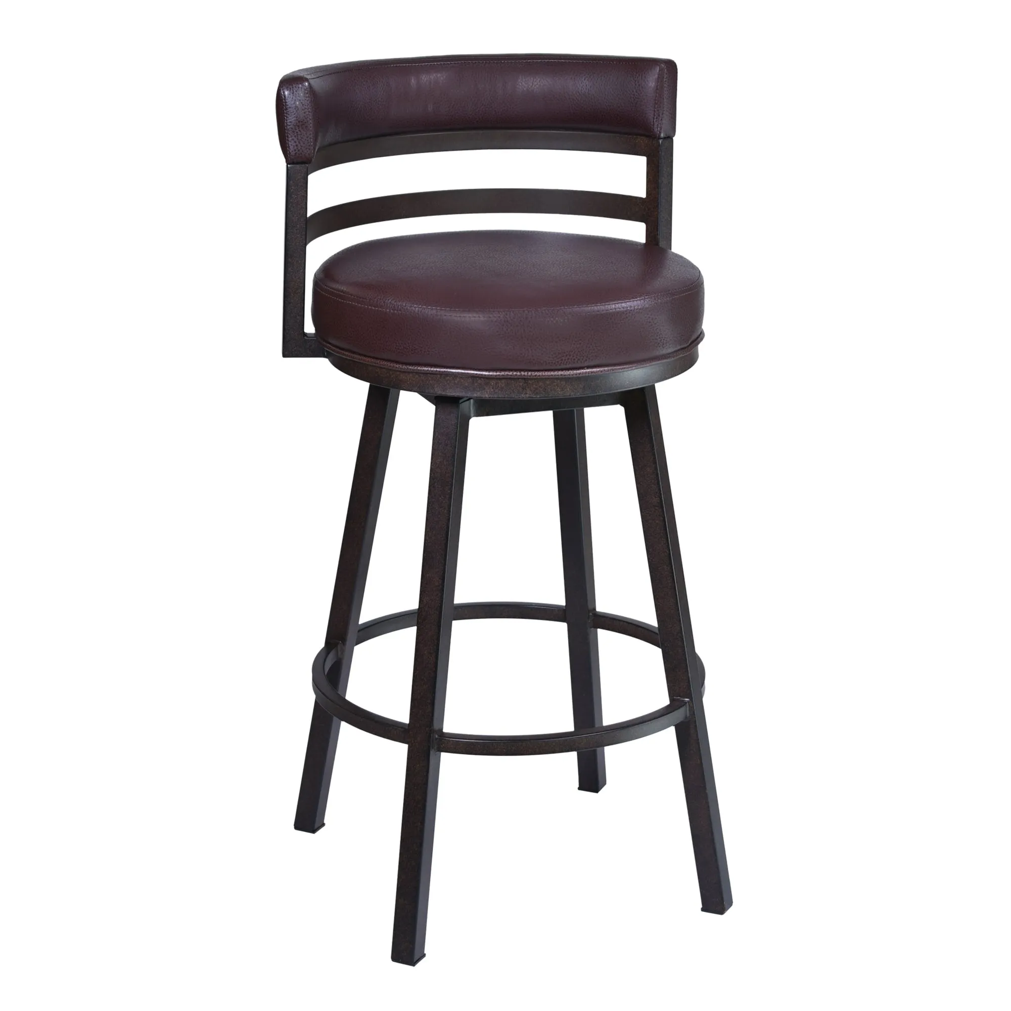 Titana Upholstered Faux Leather and Metal 26 Swivel Counter Stool