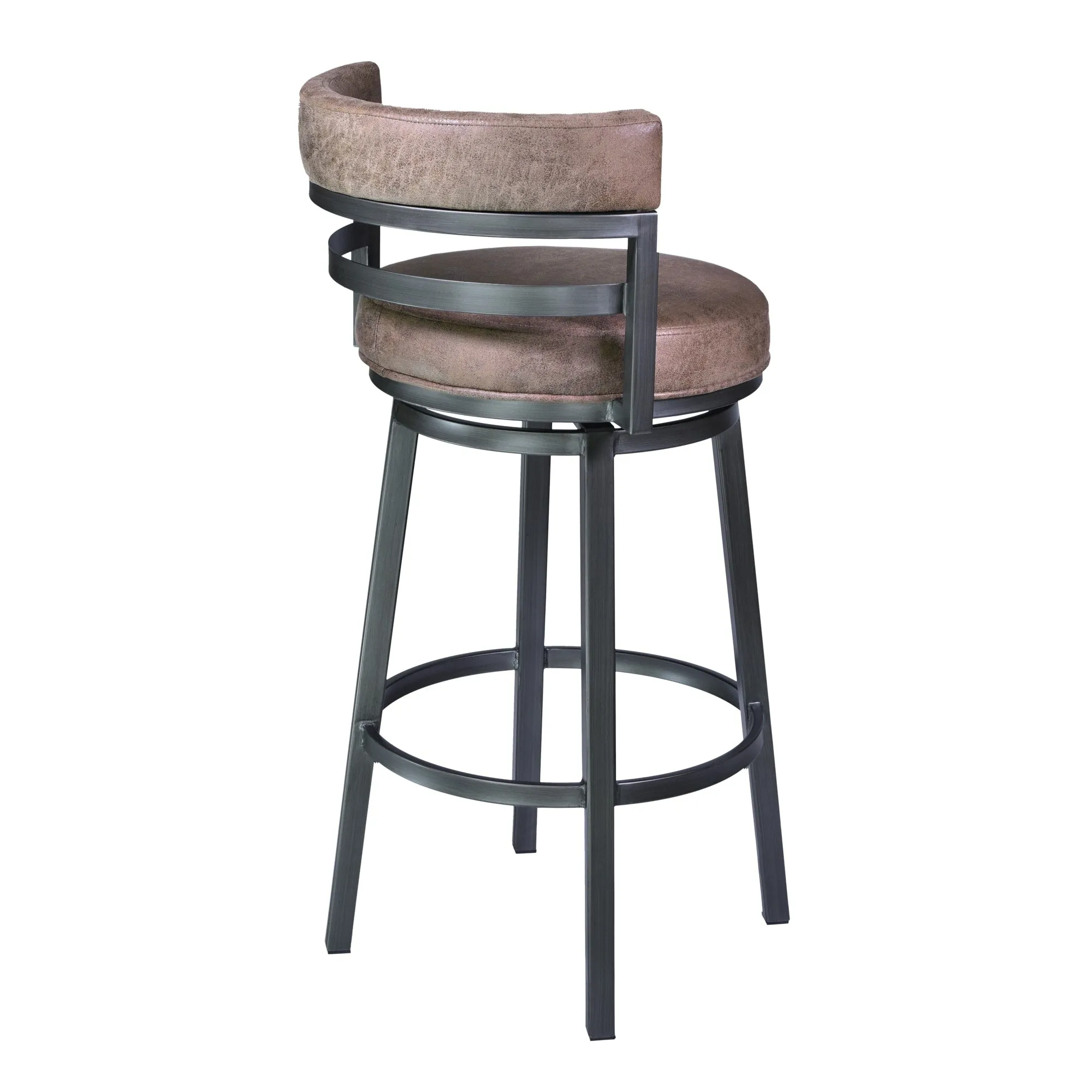 Titana Upholstered Faux Leather and Metal 26 Swivel Counter Stool