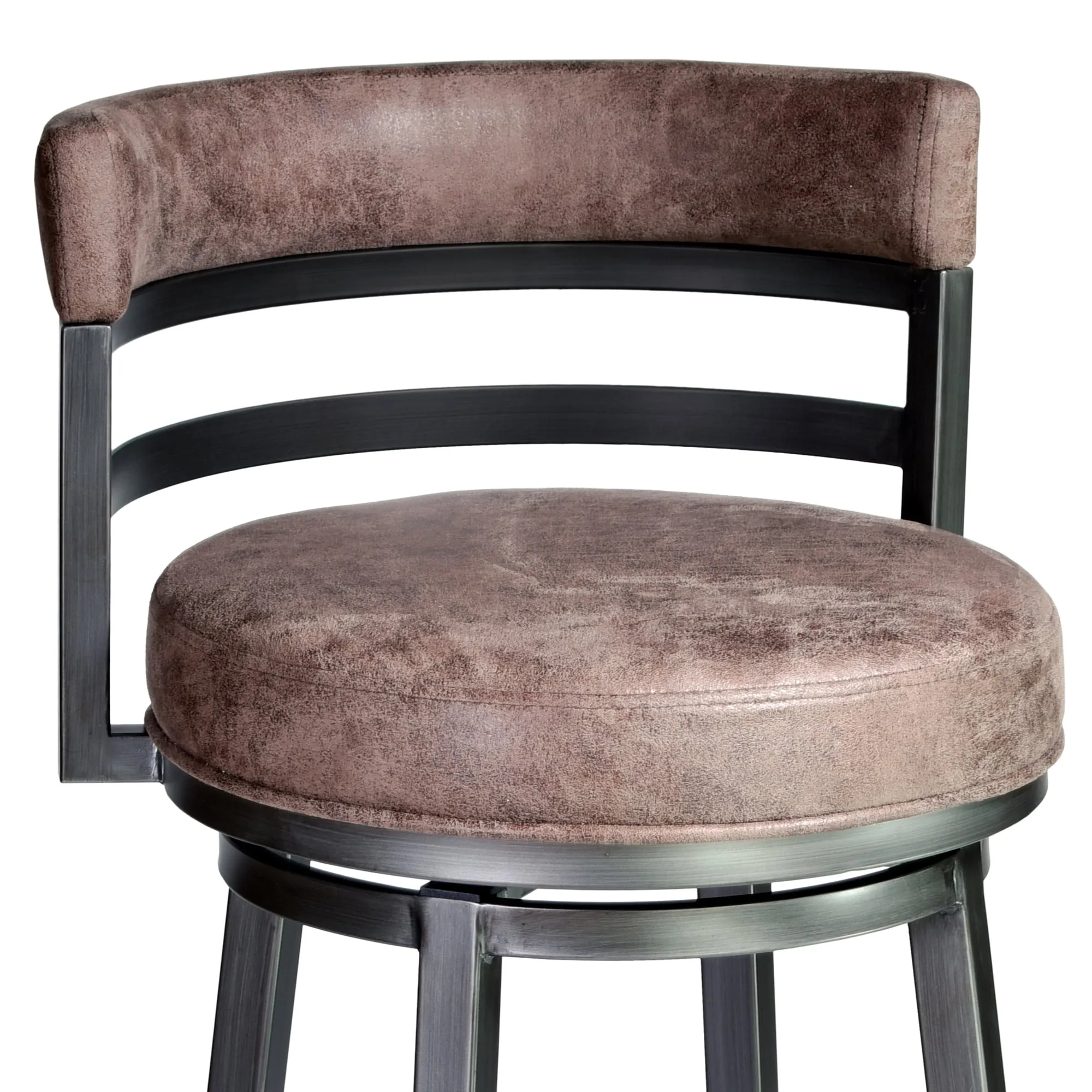 Titana Upholstered Faux Leather and Metal 26 Swivel Counter Stool