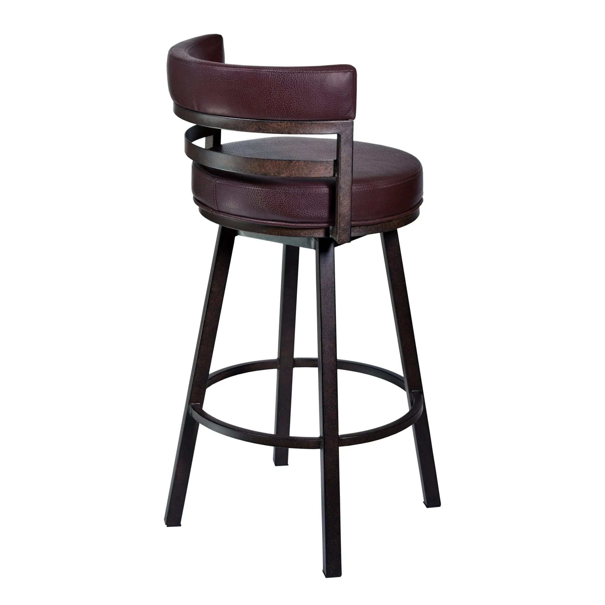 Titana Upholstered Faux Leather and Metal 26 Swivel Counter Stool