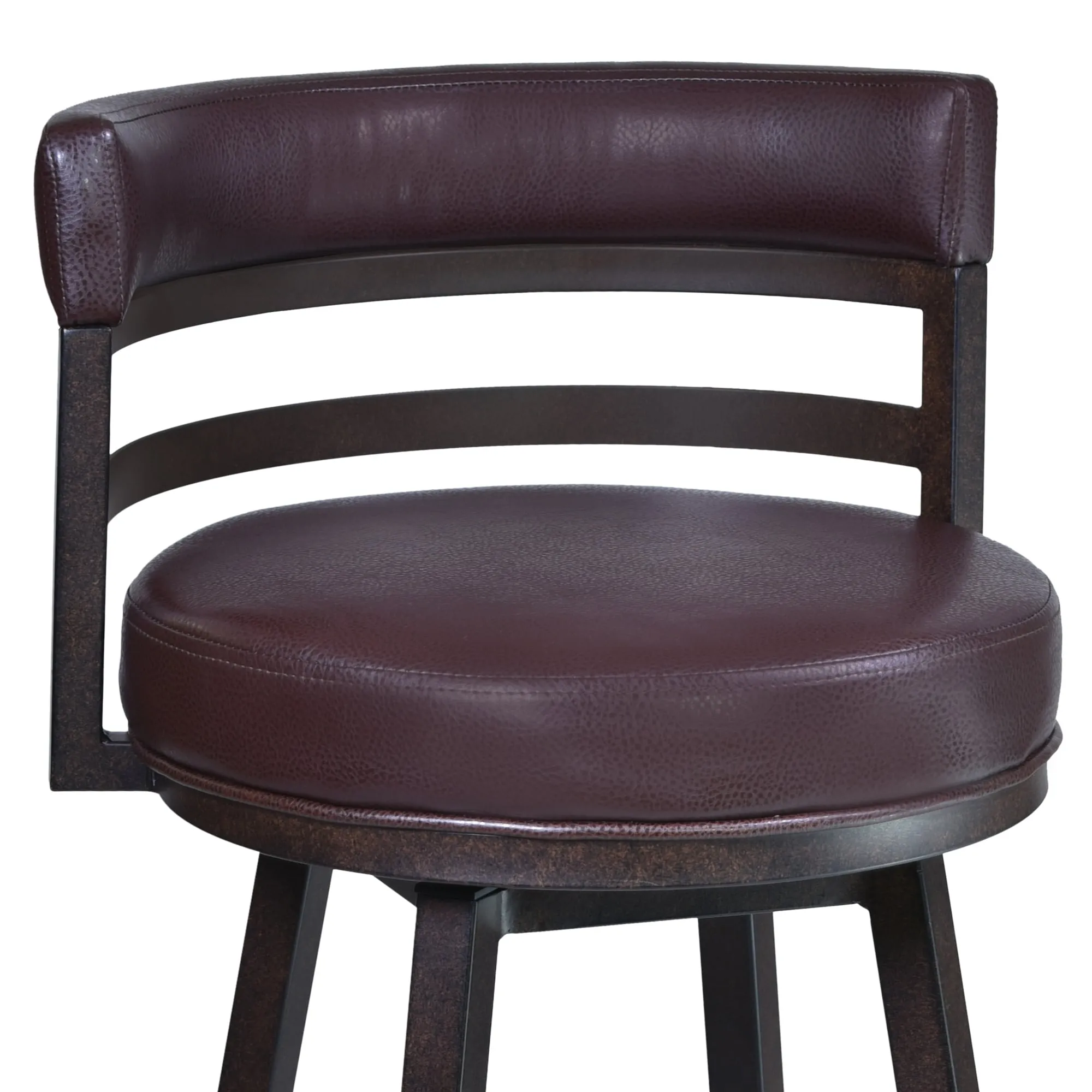 Titana Upholstered Faux Leather and Metal 26 Swivel Counter Stool