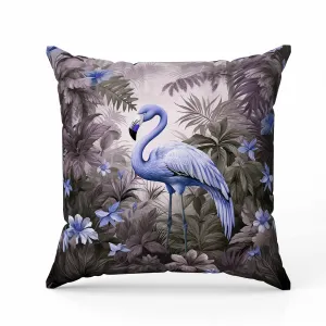 Tropical Flamingo Haven Indoor/Outdoor Reversible Throw Pillow Purple and Blue