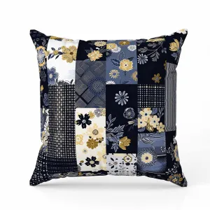 Twilight Bouquet Faux Suede Reversible Throw Pillow Blie and Beige