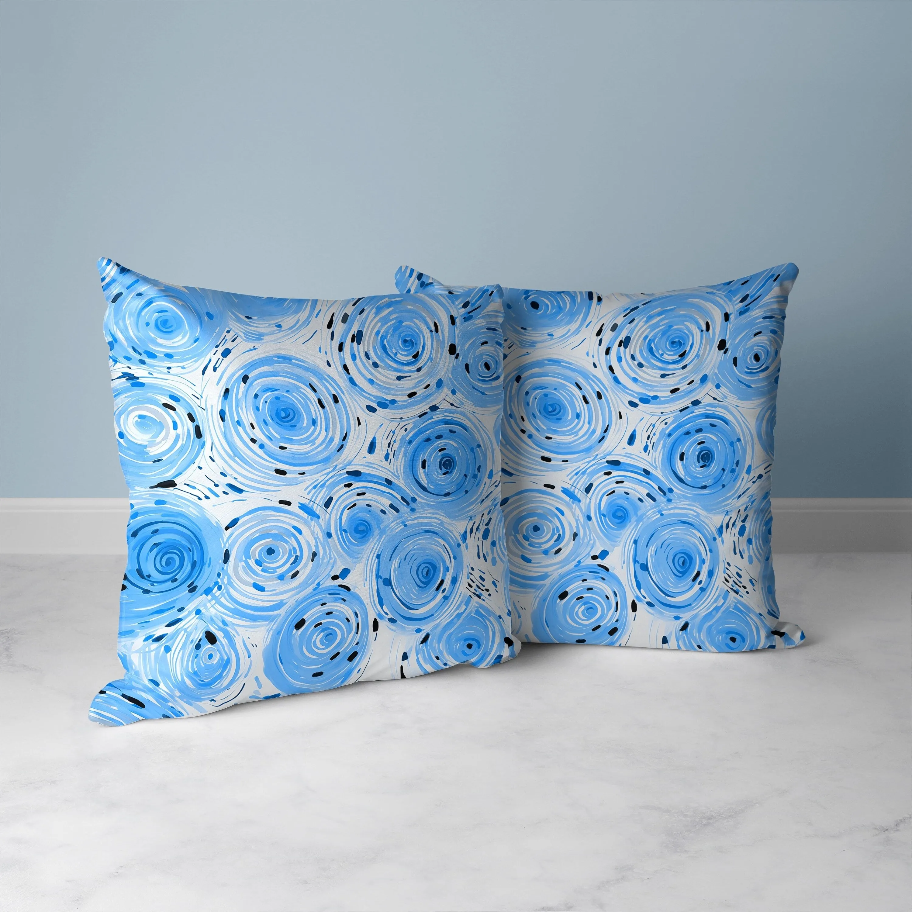 Twisting Tornado Faux Suede Reversible Throw Pillow Blue