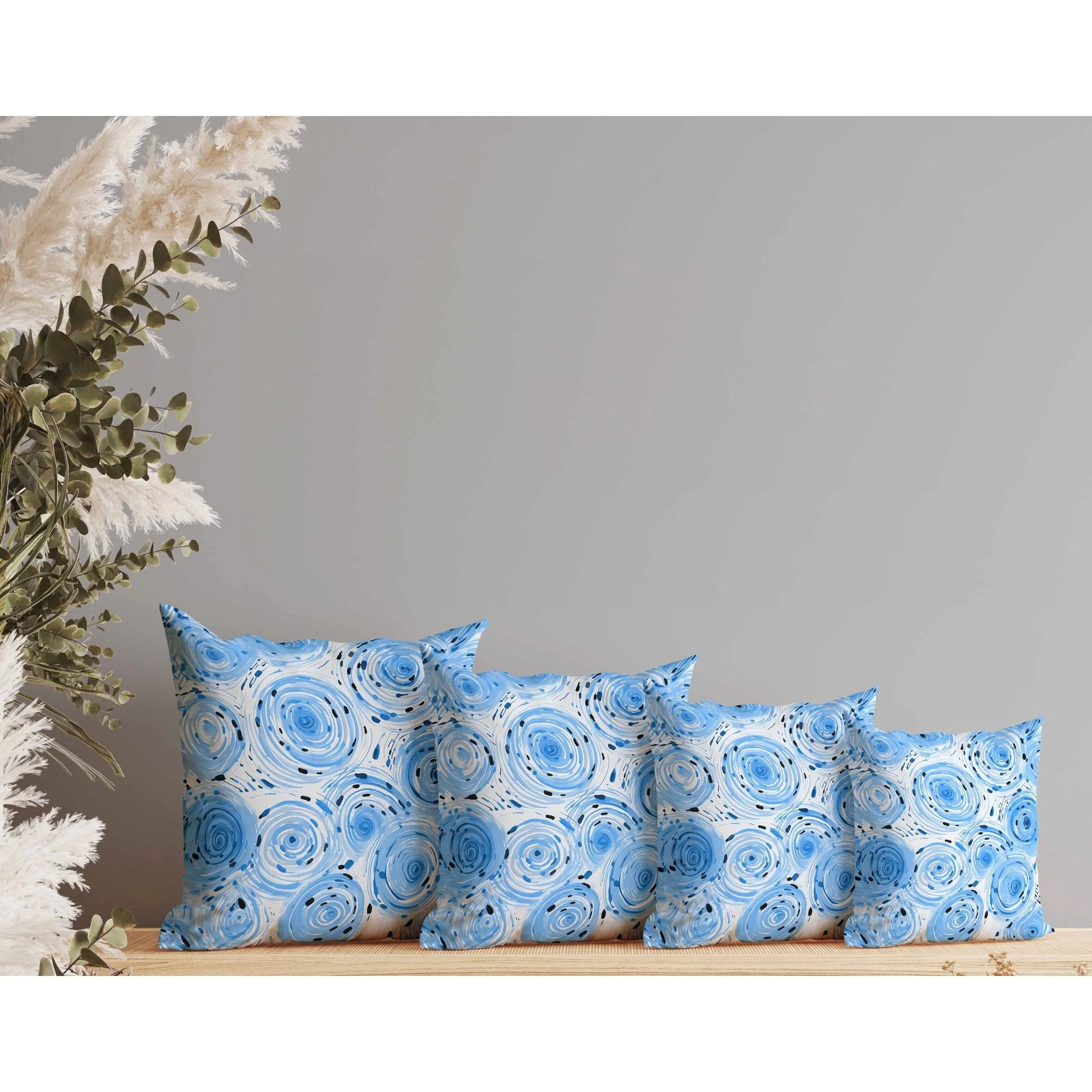 Twisting Tornado Faux Suede Reversible Throw Pillow Blue