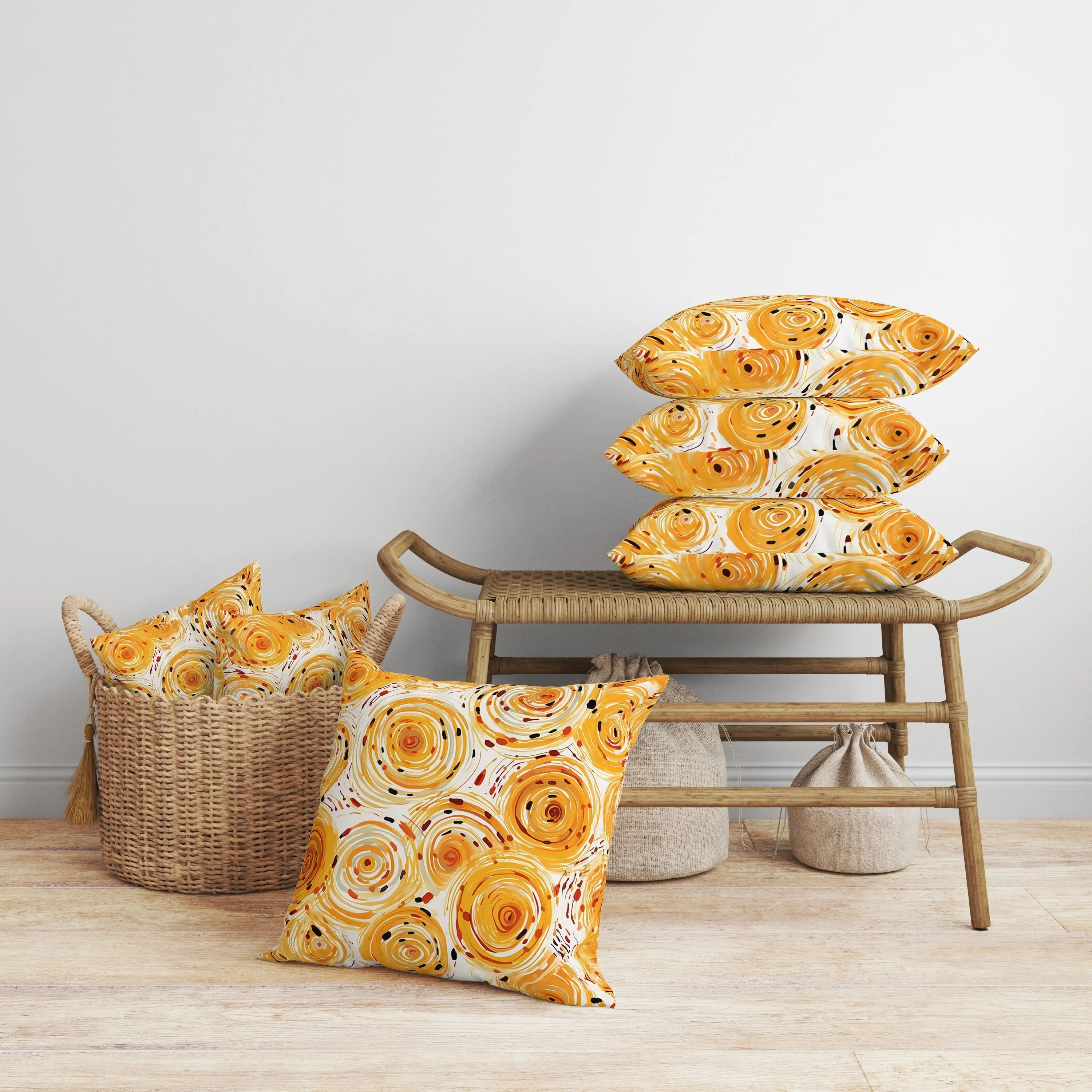 Twisting Tornado Faux Suede Reversible Throw Pillow Orange