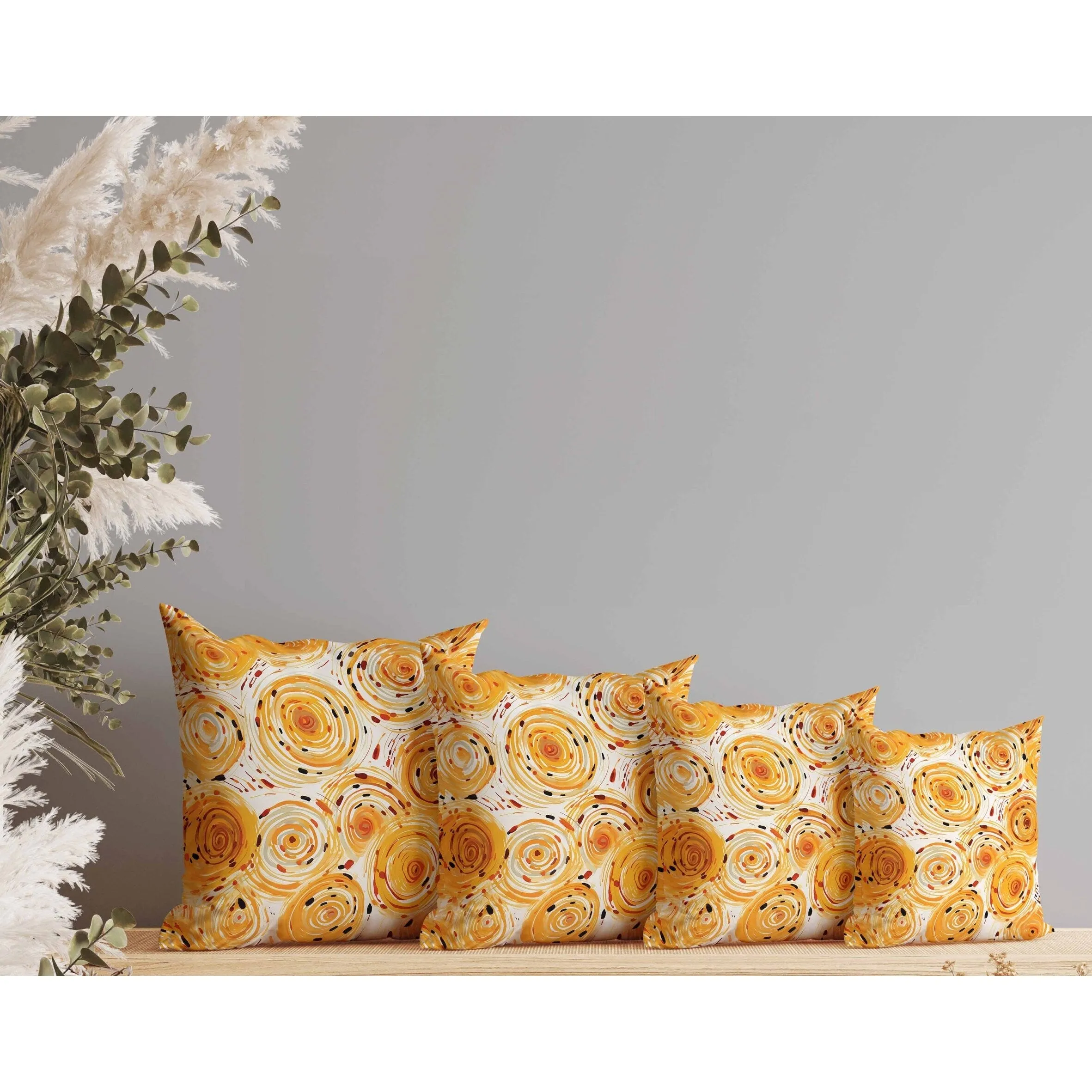 Twisting Tornado Faux Suede Reversible Throw Pillow Orange