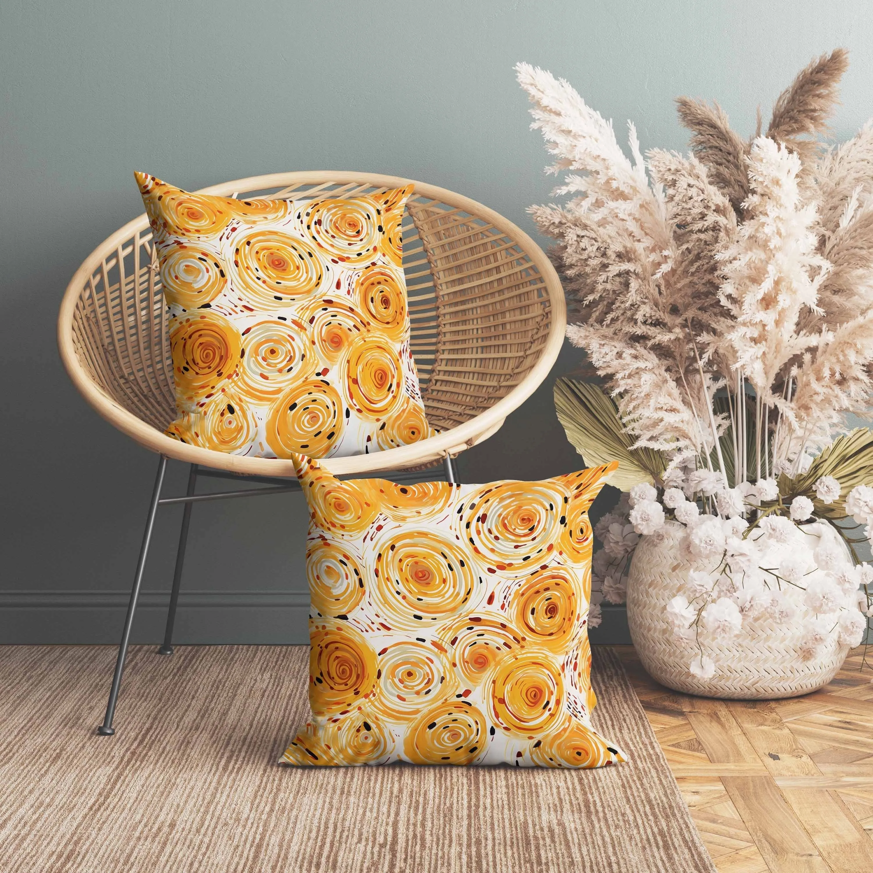 Twisting Tornado Faux Suede Reversible Throw Pillow Orange