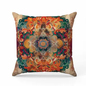 Verdant Fire Faux Suede Reversible Throw Pillow Pink and Orange