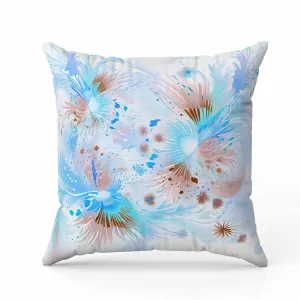 Vibrant Brushstrokes Faux Suede Reversible Throw Pillow Blue and Brown