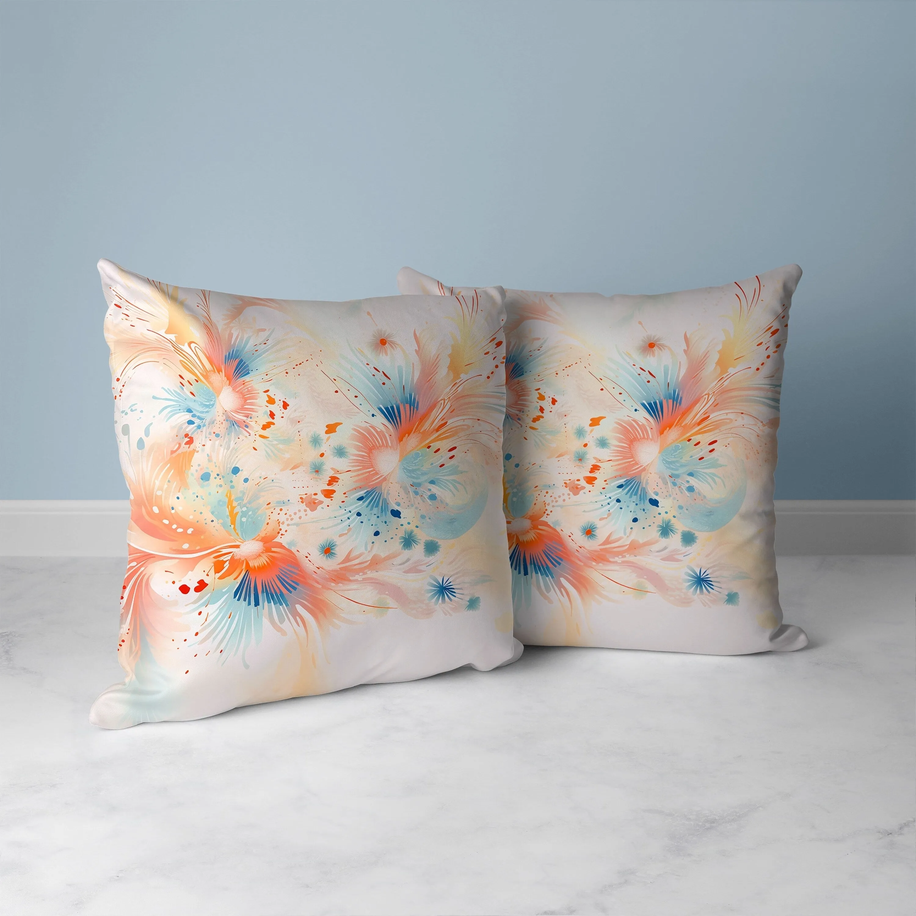 Vibrant Brushstrokes Faux Suede Reversible Throw Pillow Pink and Orange