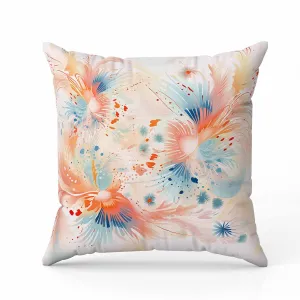 Vibrant Brushstrokes Faux Suede Reversible Throw Pillow Pink and Orange
