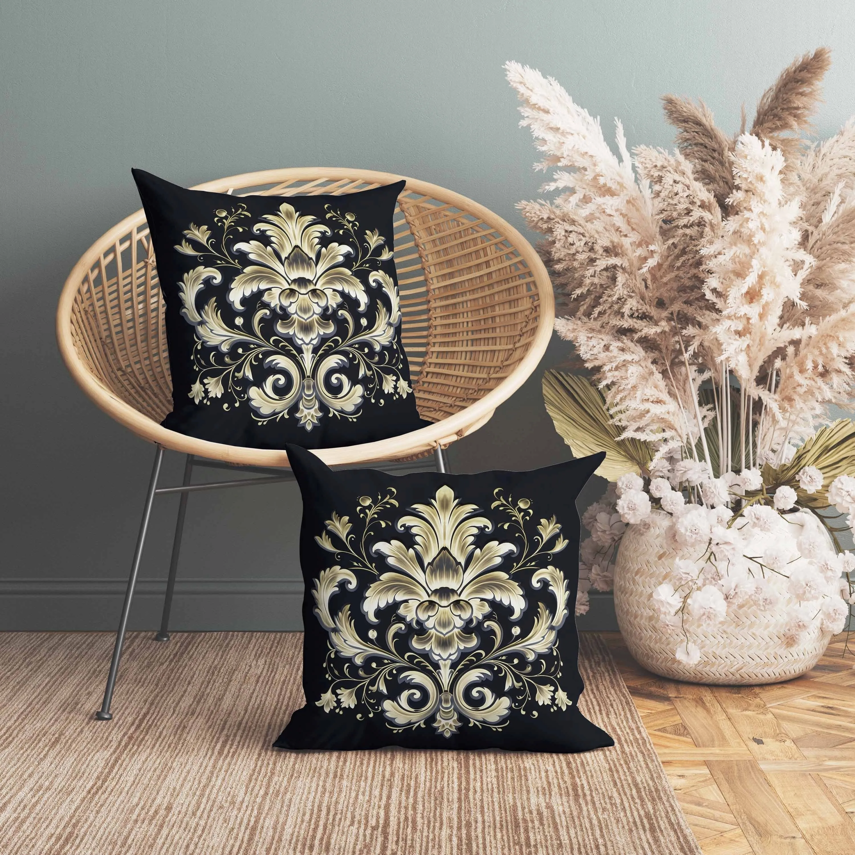 Vintage Veil Faux Suede Reversible Throw Pillow Black and Beige